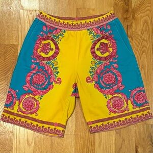 Versace Super Runway Magenta Gold Blue Hibiscus Shorts